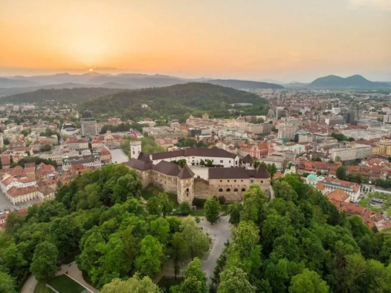 Ljubljana Castle and sunset