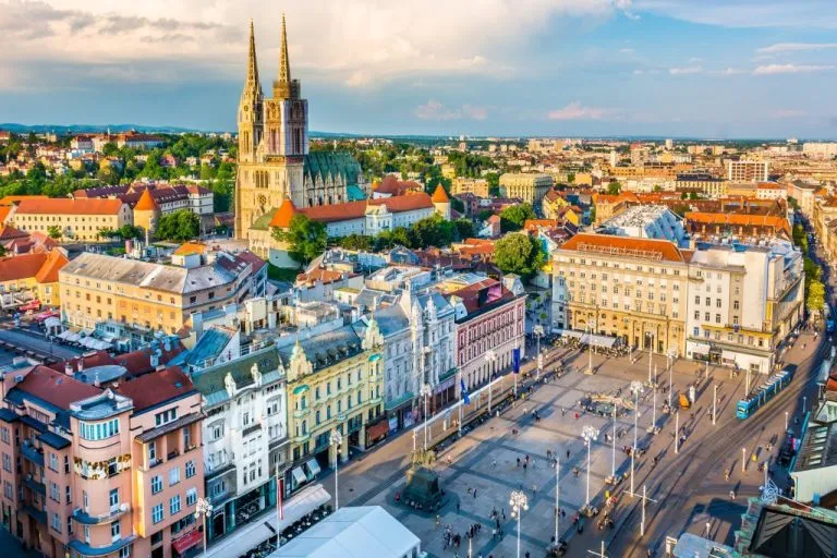 zagreb aerial view croatia capital aerial view at old city center of capital of croatia zagreb europe
